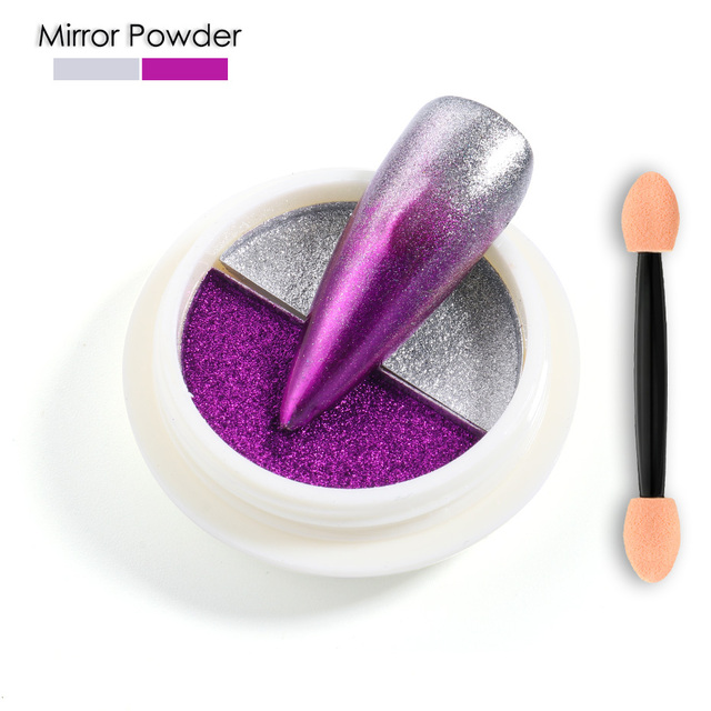 tırnak tozu krom lazer ayna Glitter tasarım tırnak sanat Pigment sürtünme toz gevreği süslemeleri fırça manikür TRLF01-07