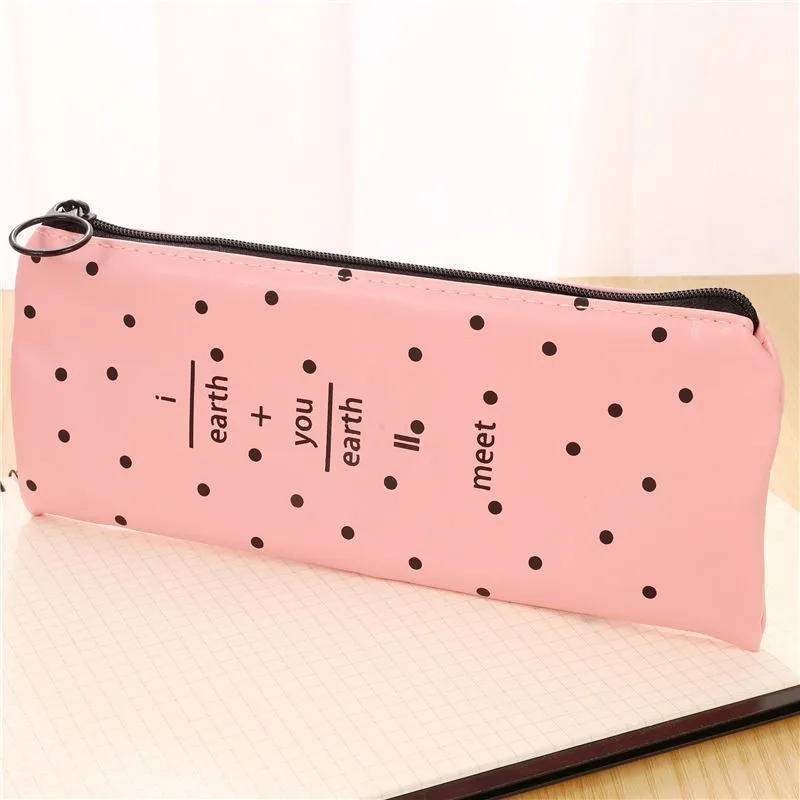 Pink4 Цветные кожаные пеналы большой емкости сумки Kawaii PU Ручка коробка сумка милый подарок офисные школьные канцелярские принадлежности 04947 - Цвет: Pink4