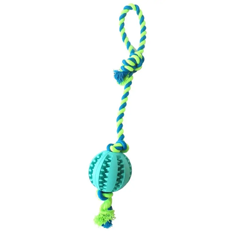 blue Одежда для животных, веревка, устойчивая к укусам, веревка из хлопка для собак, резиновый мяч, тренировочный мяч для собак, хлопковая веревка, арбузный мяч - Цвет: blue