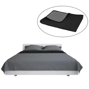 

Vidaxl zweiseitige tagesdecke gesteppt 170x210 cm Grau und Schwarz