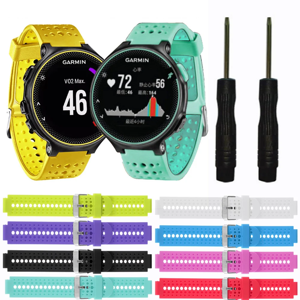 

Soft Silicone Replacement Watch Band For Garmin Forerunner 220/230/235/620/630/735 Classic Solid Color Sport Strap