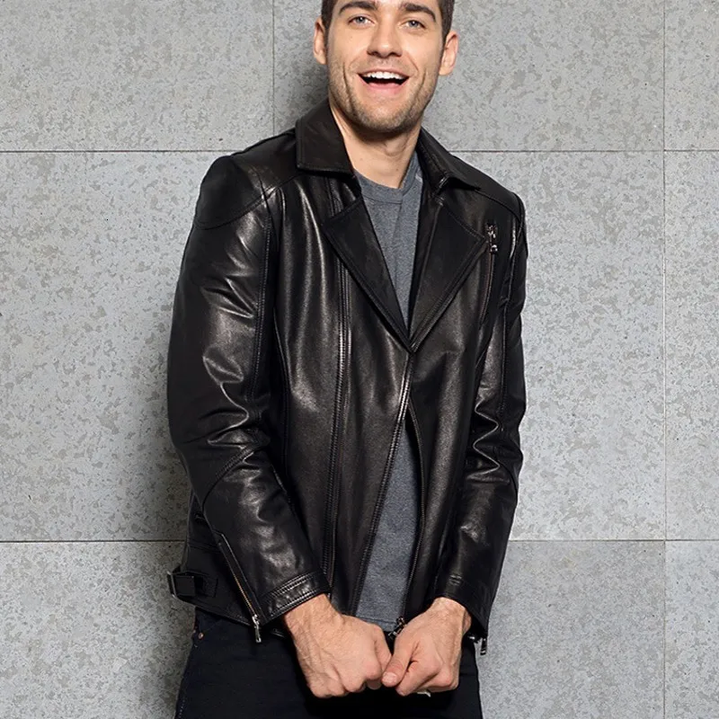 2020 Nieuwe Luxe Mens Punk Schapenvacht Lederen Jas Rits Revers Kraag Slim Fit Motor Biker Windjack Uitloper Jas 4XL 2020 Nieuwe Luxe Mens Punk Schapenvacht Lederen Jas Rits Revers Kraag Slim Fit Motor Biker Windjack Uitloper Jas 4XL