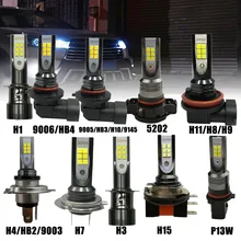 2 шт. H1 H3 H4 H7 H11 9005 9006 H15 P13W 5205 CSP светодиодный фар автомобиля лампы 55 Вт 10000LM 6000K для детей возрастом от 12 V-24 V Автомобильное освещение