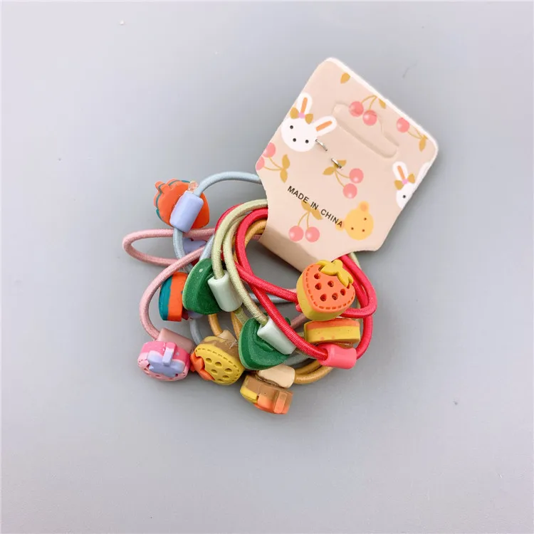 Strawberry Милые Мультяшные маленькие эластичные волосы резиновые ленты аксессуары для детей девочек Детская бабочка волосы веревка кольцо держатель головной убор украшения - Цвет: Strawberry