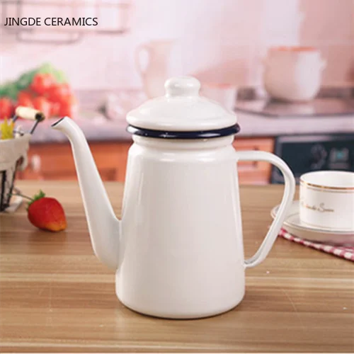 1.1L Zománc Tea Vízforraló Retro Stílusú Étel Minőségű Tea Edénye Tea Kávé Indukciós Főzőlap Gáztűzhely Univerzális Háztartási Vízforraló - Image 2