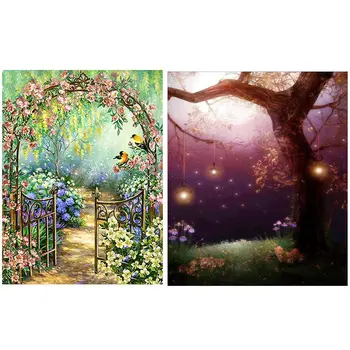 

Diamond Painting Garden Scenic DIY Diamond Embroidery Flower & Square Diamond Painting Scenery Tree Cross Stitch Kit