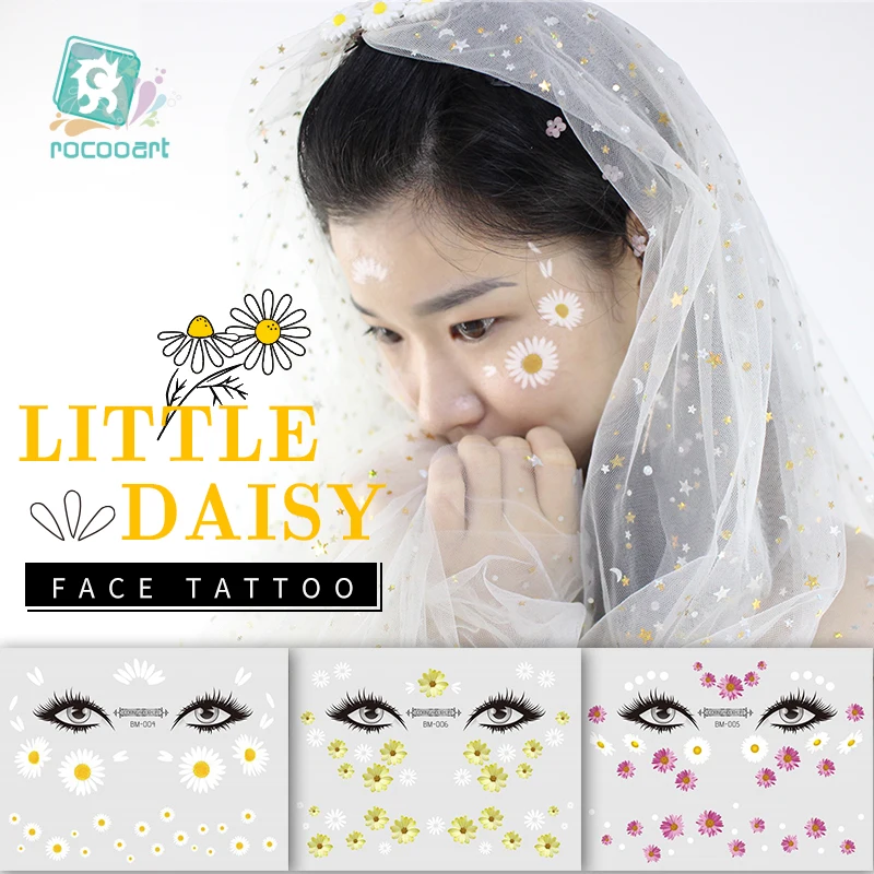 

New Style White Daisy Temproary Tattoo Sticker Sexy Small Daisy Water Transfer Taty Makeup Party Face Fake Tattoo For Women Men