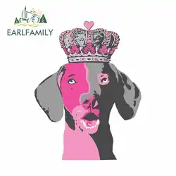 EARLFAMILY 13 см x 9,9 см для Weimaraner розовые забавные наклейки на автомобиль, прикольные царапины, подходит для VAN RV SUV, виниловый материал