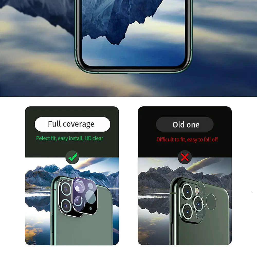 500 штук, защитное металлическое закаленное стекло для объектива камеры для Apple iPhone 11 Pro Max, защитная пленка из титанового сплава, полное защитное покрытие