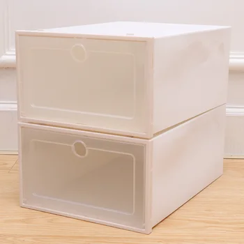 

10pcs Plastic Drawer Type Storage Box Portable Storage Case Organizer with Round Hole Shoes Holder(White)
