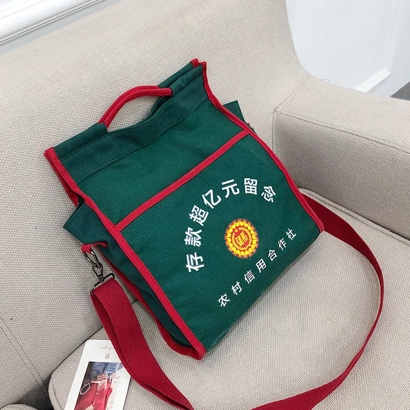 

Canvas Bag Women's Shoulder Simple Shoulder Students Large Bag Douyin Celebrity Style Deposit Ultra-Billion Pictures Carry Bag