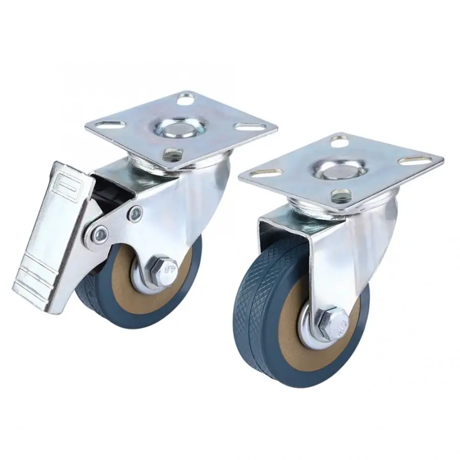 

4 PCS 2" Caster Polyurethane Wheels Swivel Plate Combo(2 Brake Wheels& 2 Universal Wheel)