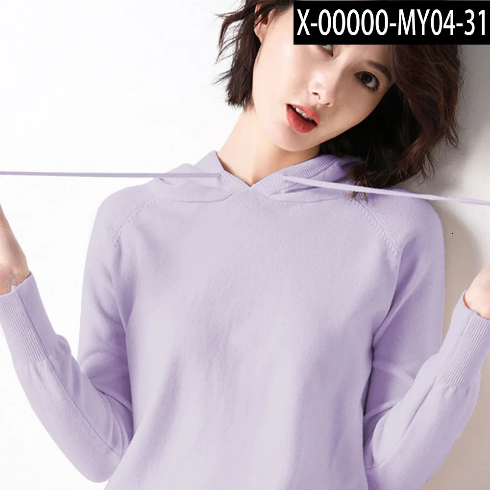 Fashion Solid Color Women Hoodies Knitting Long Sleeve Casual Loose Pullovers Sweatshits Ladies Hoody Moletom Bluza Sudadera top - Цвет: Picture color