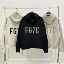 Fw21 temporada sete designer moletom com capuz 100% algodão fg7c reunindo logotipo impresso carta hip hop solto unisex oversize hoodie