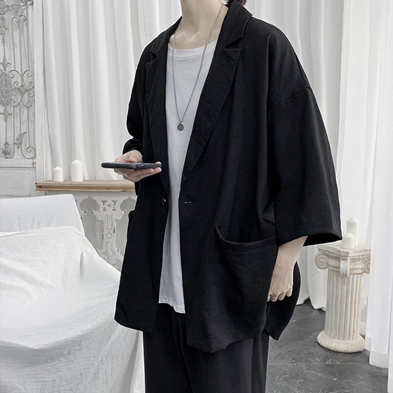 

Пара корейский новый в тонком стиле летние мужские тёмные очки ретро свободный стиль 7/4, с длинными рукавами, костюм, однотонная куртка тренд