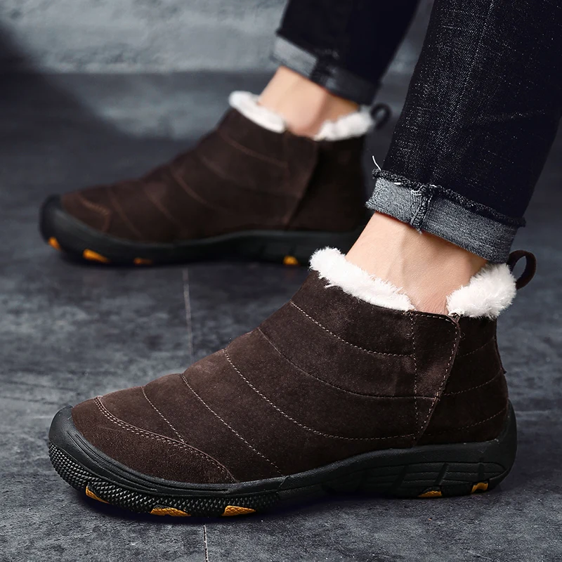 KATESEN/Новинка; очень теплые мужские ботинки из плюша; зимние ботинки из плюша на резиновой подошве; английские ботильоны в стиле ретро для мужчин; зимняя обувь