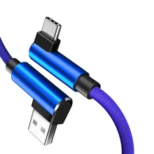 90 градусов Тип C USB кабель для samsung Galaxy A20 A30 A40 A50 A70 Быстрая зарядка USB-C шнур для Xiaomi Mi 8 9 SE USBC кабель для передачи данных