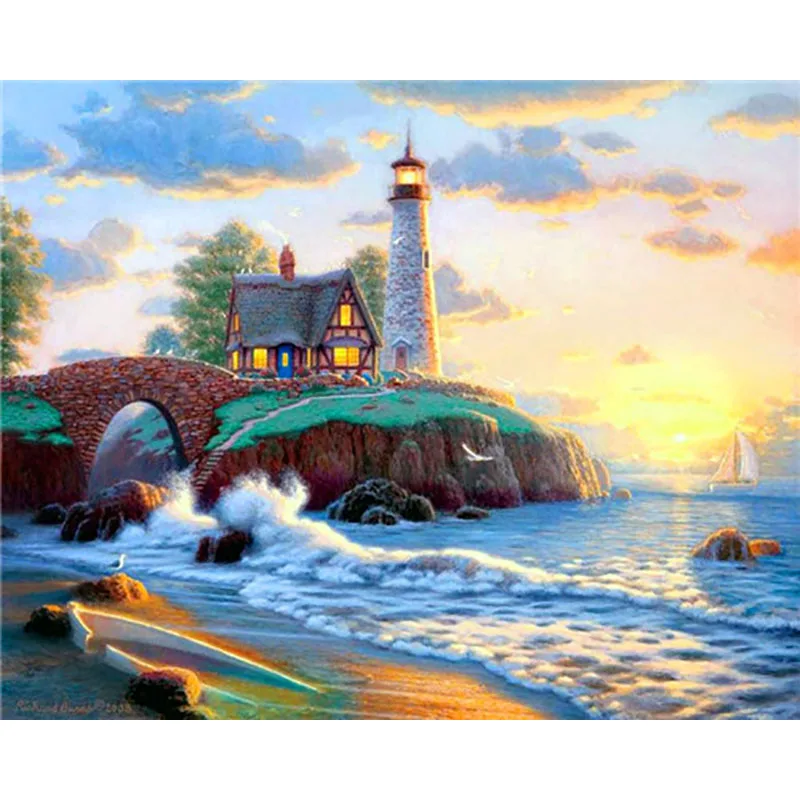 painting by number18 Вышивка морской пейзаж живопись по номерам краска по номерам для взрослых Сделай Сам Раскраска по номерам масляная пронумерованная цифра paintingsHome Декор - Цвет: painting by number18
