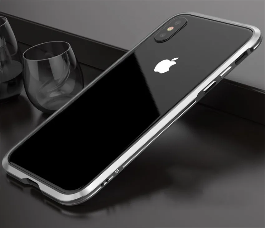 Чехол для iPhone XS Max, металлическая рамка, двойной цвет, алюминиевый бампер, защитный чехол для iPhone X iPhone XS, чехол - Цвет: gray silver