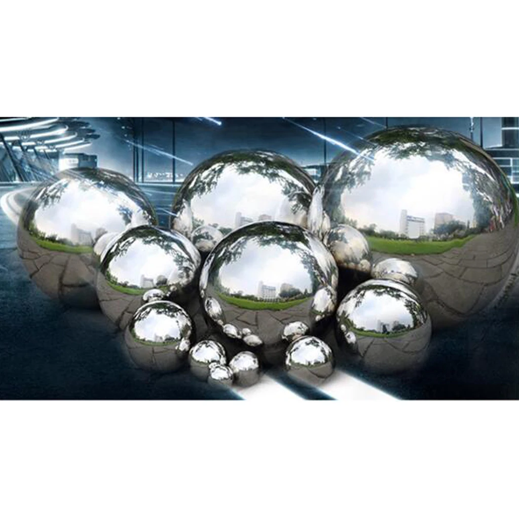 1pc Stainless Steel Mirror Polished Sphere Hollow Round Ball Home Garden Decor Shopping Mall Ornament