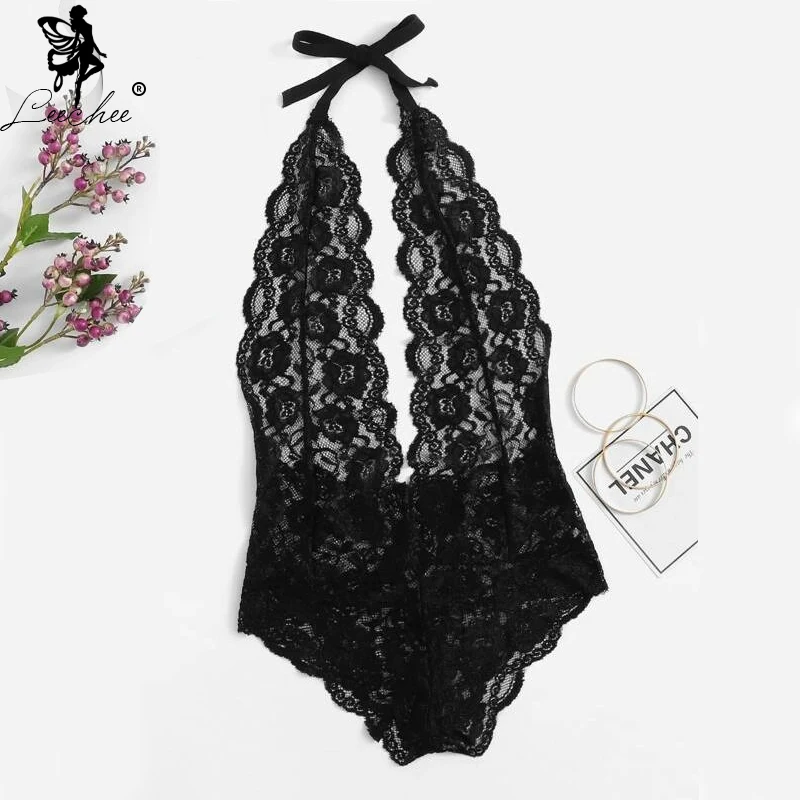Leechee Sexy Bodysuit Women Backless Summer Jumpsuit Halter Teddies V Neck Sheer Body Suit Transparent Catsuit Lace Overalls Leechee Sexy Bodysuit Women Backless Summer Jumpsuit Halter Teddies V Neck Sheer Body Suit Transparent Catsuit Lace Overalls