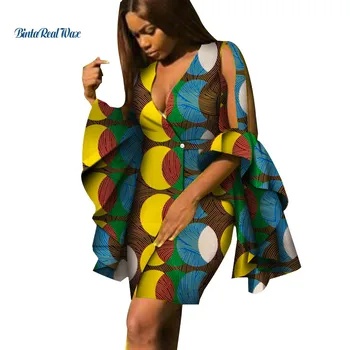 

Women Clothing African Dresses for Women Print Draped Dresses Vestidos Bazin Riche African Ankara Party Dresses WY4281
