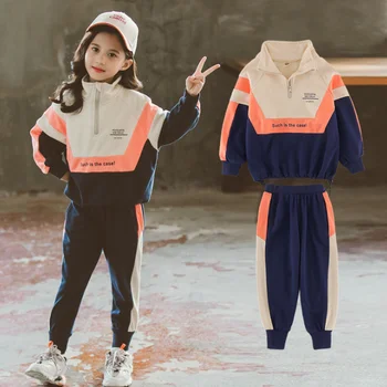 

2 Pcs Teenage Girls Clothing Set Autumn Hoodies Pullover Tops& pants clothes Sport Big kids Tracksuits For 6 8 10 12 14 Years