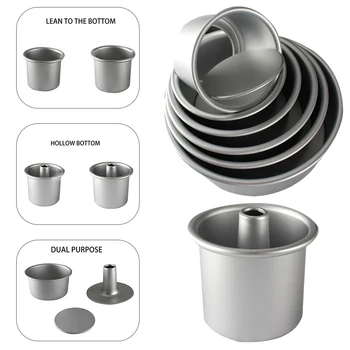 

QiFeng Aluminum Alloy Round Chiffon Cake Pan 3 Styles Removable Bottom Hollow Chimney Cake Mold DIY Baking Cake Tools Bake Model