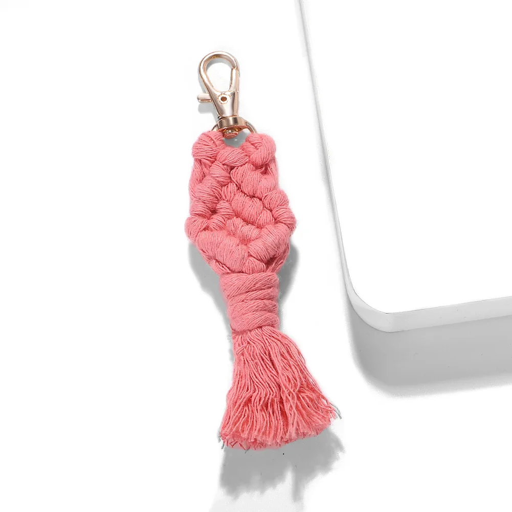 54 Girlgo, брелок с кисточкой макраме для женщин, Boho, ручная работа, Fiberlove, брелок для ключей, сумка макраме, подвеска в автомобиль, ювелирное изделие, подарки - Цвет: 54