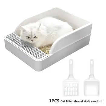 

Cat Litter Box Anti-Splash Semi-Enclosed Deodorant Pet Dog Toilet Bedpan Cat Toilet Pan Sandbox with Shovel for Cats Small Dogs