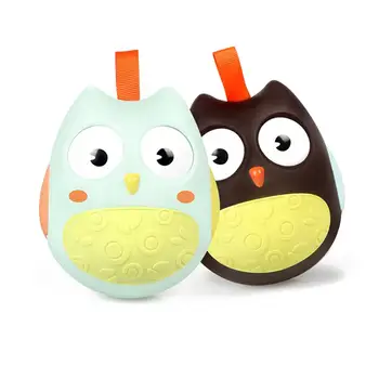 

2pcs Owl Shape Roly-poly Tumbler Toys Children Baby Rattles Stroller Toy Educational Toys (Mint Green and Brown)