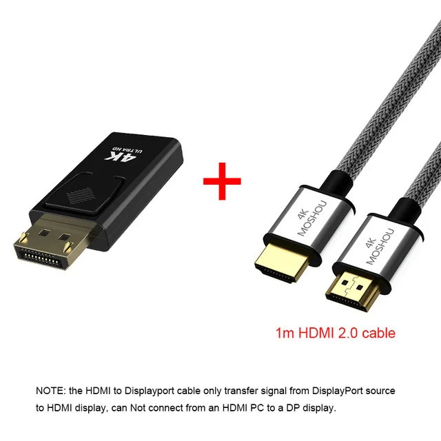 Converter hdmi cable MOSHOU Displyport к HDMI адаптер мама-папа Макс 4 к 60 Гц DP к HDMI конвертер 2 к видео аудио разъем для HDTV ПК - Цвет: Converter hdmi cable