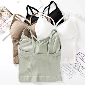 

Solid Sports Bra Tops Women Padded Fitness Yoga Running Cropped Top Women SportsWear Gym Solid Tank Tops Athletic Push Up Bras