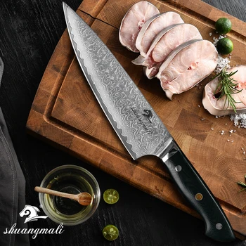 

8 Inch Kramer Kitchen Chef Knife VG10 Damascus Steel Utility Chef Knives Cutting Tool Slicing Meat Japanese Cleaver Chef Knives