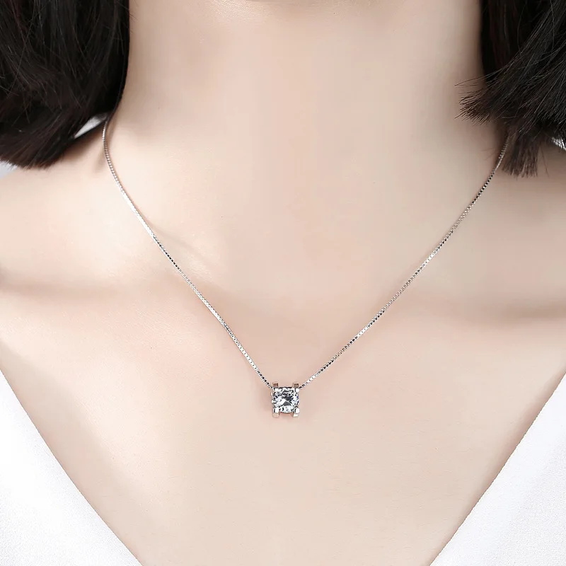 BOEYCJR 925 серебро 0.5ct/1ct/2ct F цвет Moissanite VVS помолвка элегантная Свадебная подвеска, ожерелье для женщин Подарок на годовщину