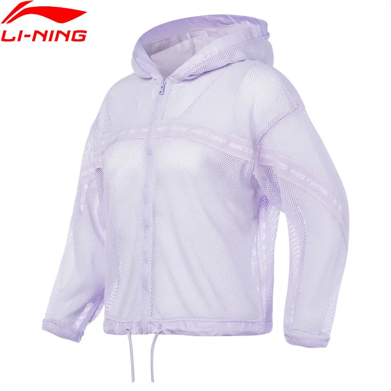  Женская трикотажная куртка Li Ning, свободная спортивная куртка с капюшоном на молнии из 100% полиэстера, AFDQ142 WWJ993 