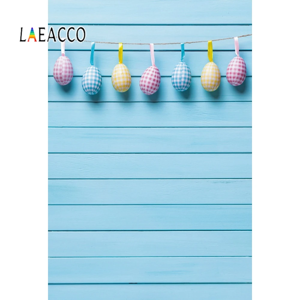 

Laeacco Photo Background Blue Wooden Board Easters Eggs Photographic Backdrop Vinly Customized Decoration For Photo Vedio Studio