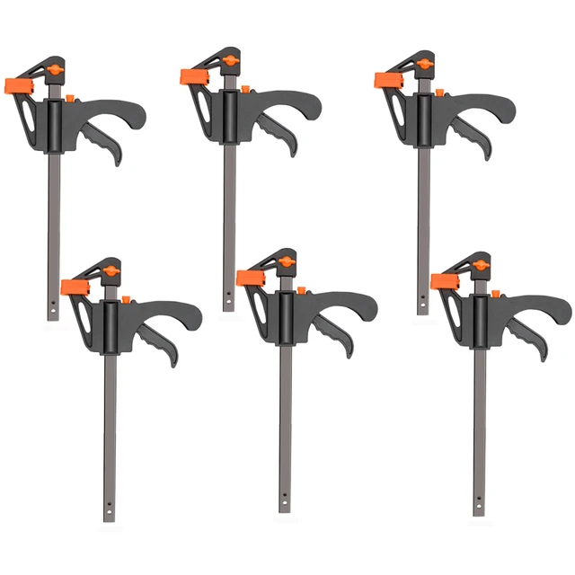DTBD 4 Inch 2/3/4/5/10Pcs Woodworking Work Bar F Clamp Clip Set Hard Quick Ratchet Release DIY Carpentry Hand Tool Gadget 4Inch 6Pcs