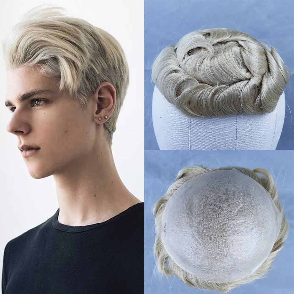 YY Парики мужские парики 613 блонд бразильские Реми человеческие волосы парик для мужчин замена волос мужские Т-системы парики для мужчин тонкие ПУ волосы