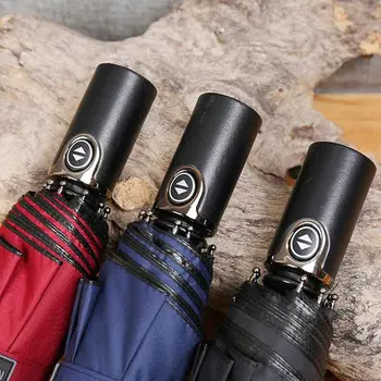 

New men and women reinforced sunscreen windproof umbrella automatic tri-fold umbrella three color free shipping sale