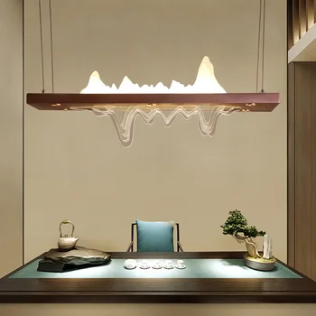 

Chinese style LED pendent lights modern minimalist restaurant rectangular lighting decoration light fixture pf08239