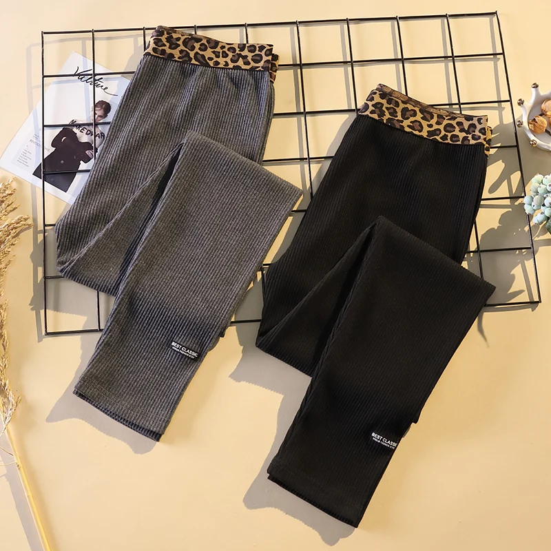 Large Plus Size Women Leopard Leggings Skinny Pants Kawaii Cute Rib Legins Girls Comfort Spandex High elasticity Ladies Leggings