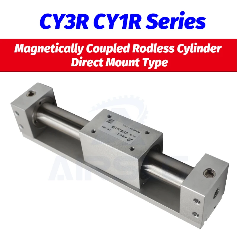 

SMC type CY3R6 CY1R10 Magnetically Coupled Rodless Cylinder Direct Mount Type Bore 6 10mm stroke 50-300mm Built-in magnet AIRSLG