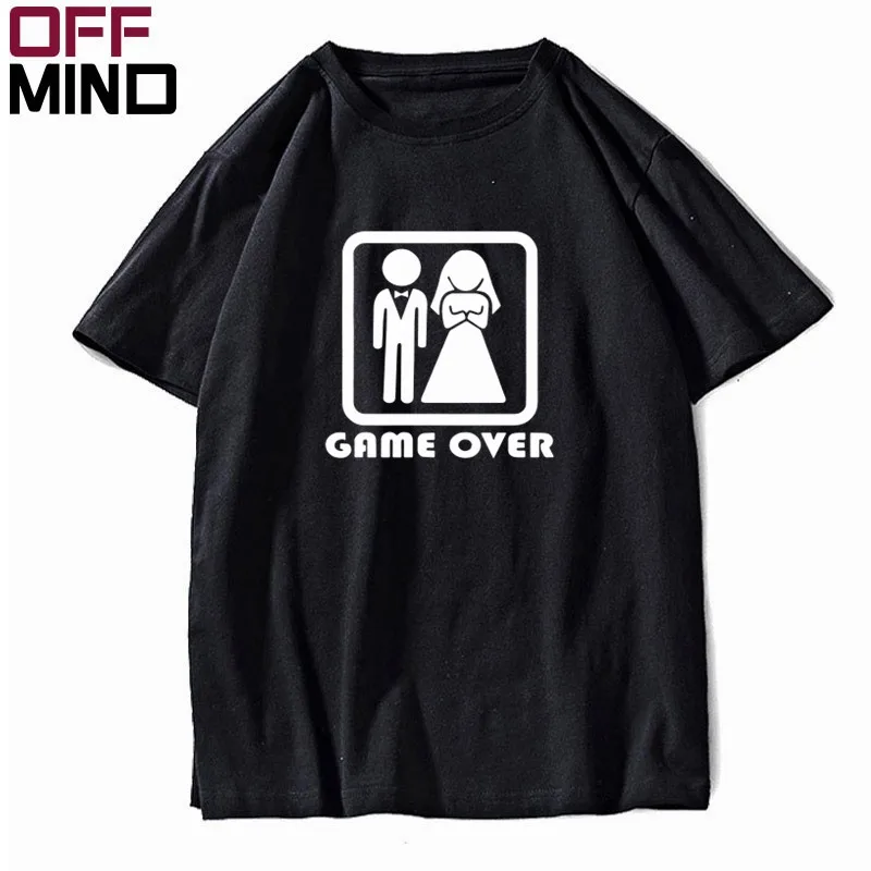 FU0162OM-BLK2 COOLMIND Pure cotton summer loost game over funny men T shirt casual cool men tshirt short sleeve t-shirt men tee shirts FU0162 - Цвет: FU0162OM-BLK2