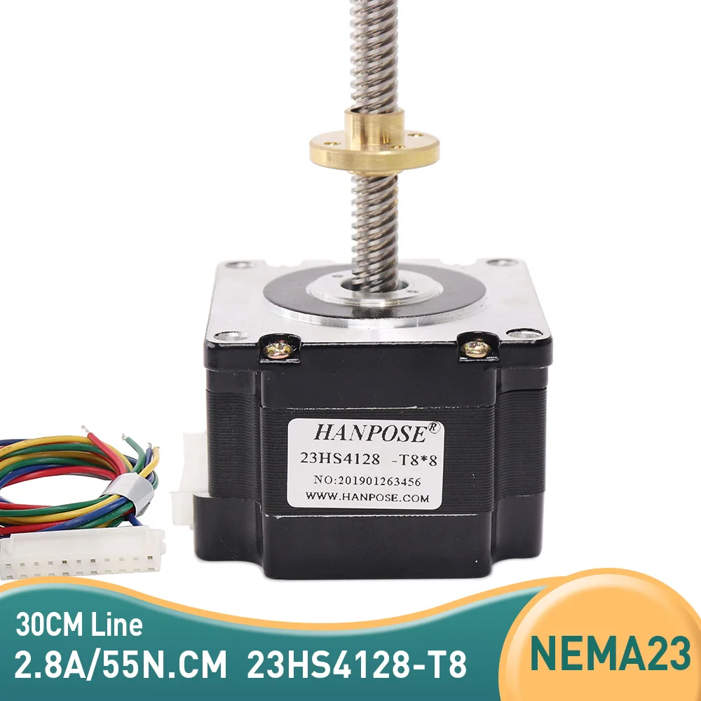 

Free shipping 23HS4128-T8x8-300MM + Copper nut lead 2/4/8mm 41mm for CNC Laser and 3D printer lead Screw stepper motor nema23