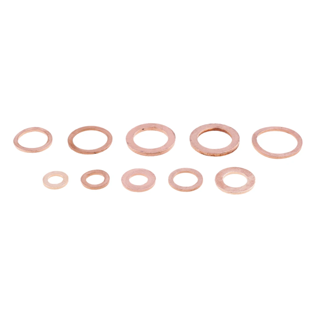 Set Of 200 Oil Drain Plug Washer Copper Crush Seal Assortment Assorted Set