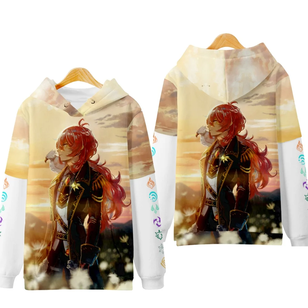 

New Fashion 3D Genshin Impact Fake two Hoodies Men Sweatshirts Women Unisex Tops Autumn Kids Hooded Print Boys Girls Pullovers