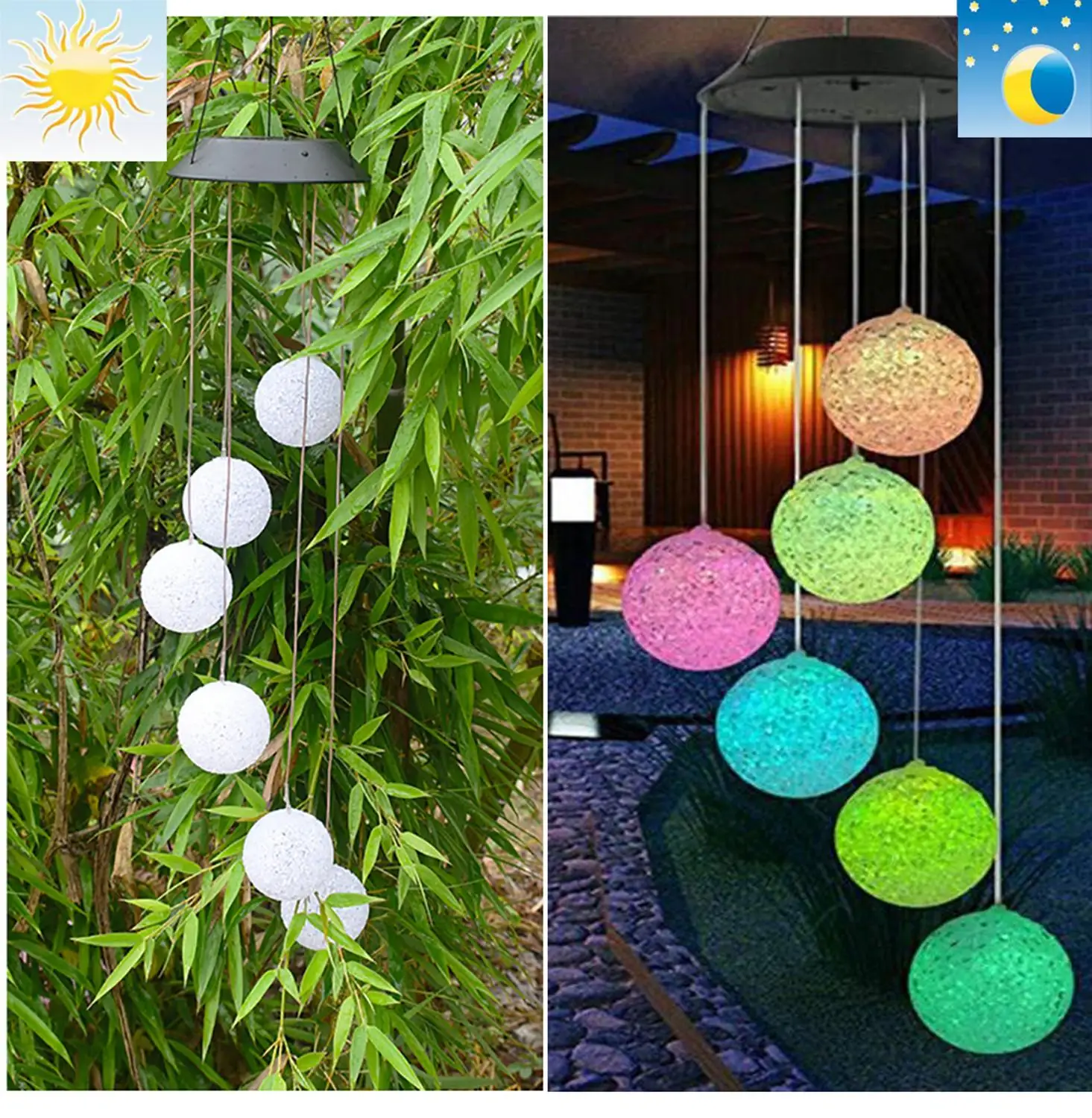 

Wind Chimes Outdoor with Color Changing LED Patio Crystal Moon Lights Romantic Décor Garden Yard Home Gifts for Mom Wife Grandma