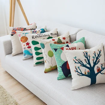 

Dafield Cartoon Imitation Hemp Pillow Cute Childlike Bear Elephant Zebra Whale Bird Insect Simple Modern Soft Pillow Cushion