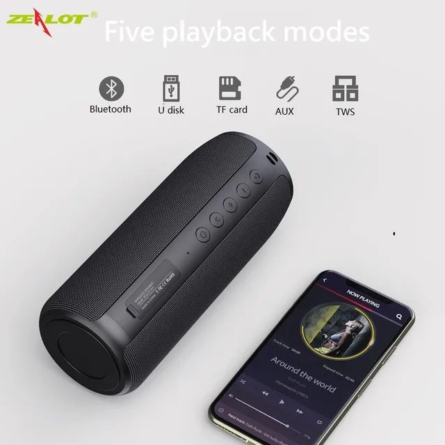 ZEALOT Wireless Bluetooth Speaker Stereo Portable Column with Fm Radio Support TF, TWS, USB Flash Drive System Caixa De Som 4